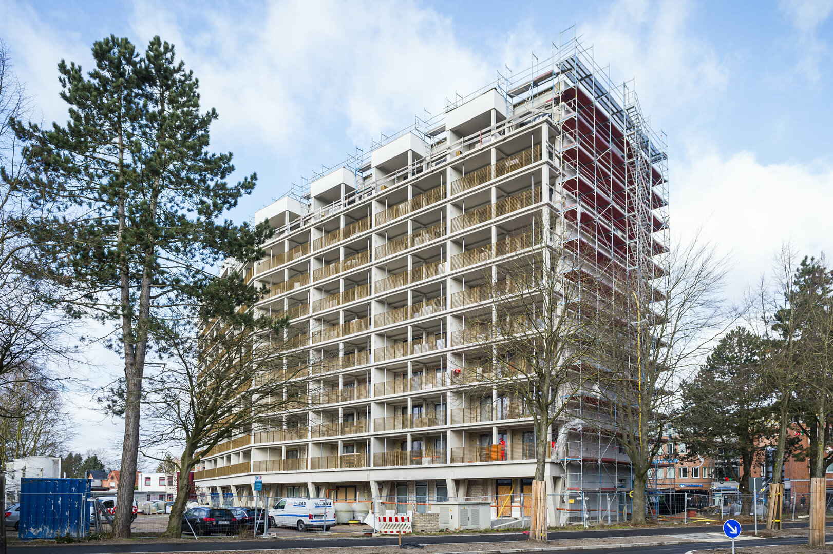 Die Baustelle Hochhaus Sterntalerweg 1 bis 3 in Moisling.